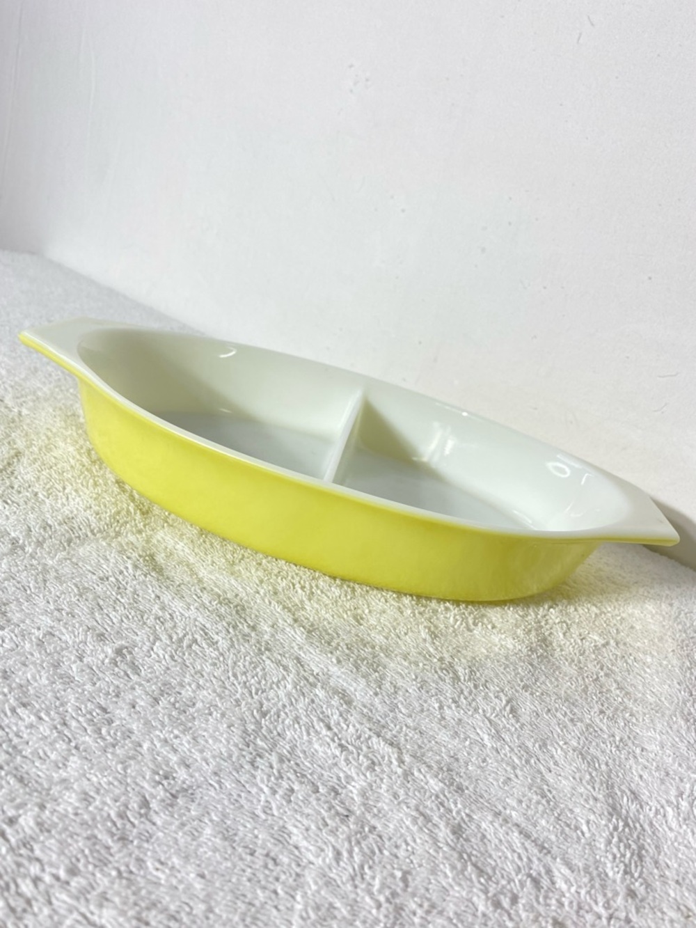 Vintage 50’s/60’s PYREX Primary Yellow Divided Casserole Dish